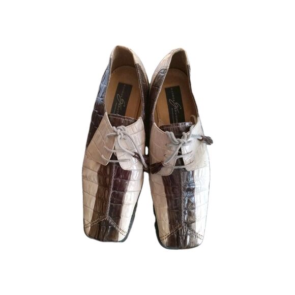 GIORGIO BRUTINI Exotic 2 Tone Alligator Skin Derby Shoes 9M Color Block Leather main image 11